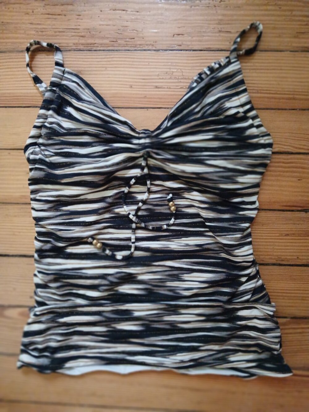 CoCo Reef  Abstract Zebra Gold Glitter Underwire Tankini Top Size 34C EUC - Picture 7 of 7